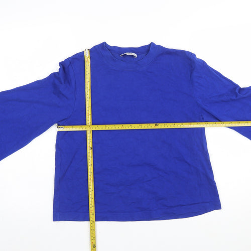 COS Women Blue Basic Long Sleeve Crew Neck T-Shirt Size S
