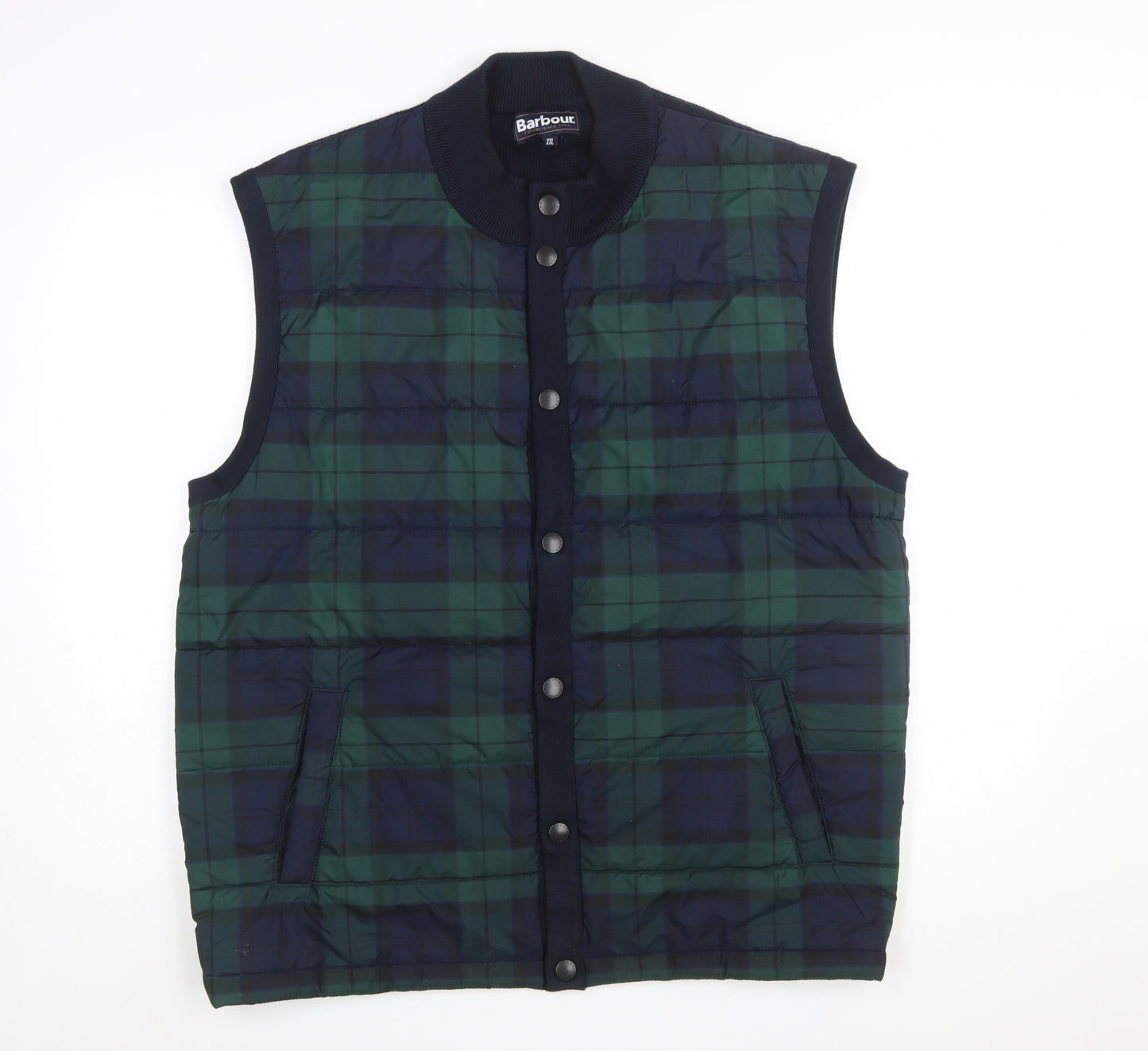 Barbour Men's Green Check Padded Waistcoat 2XL Bodywarmer Outdoor