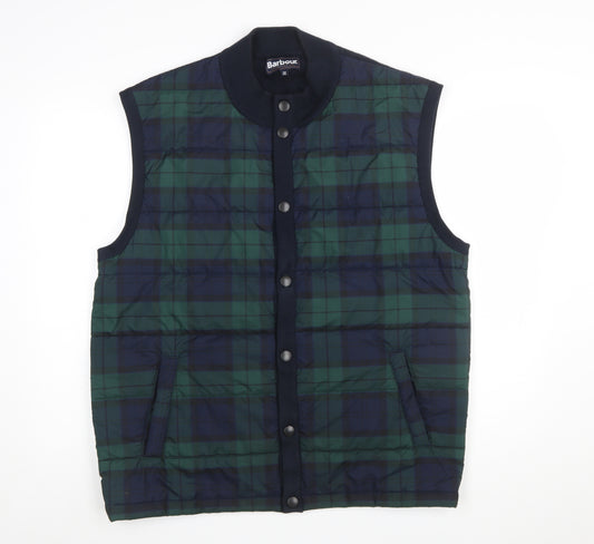 Barbour Men's Green Check Padded Waistcoat 2XL Bodywarmer Outdoor