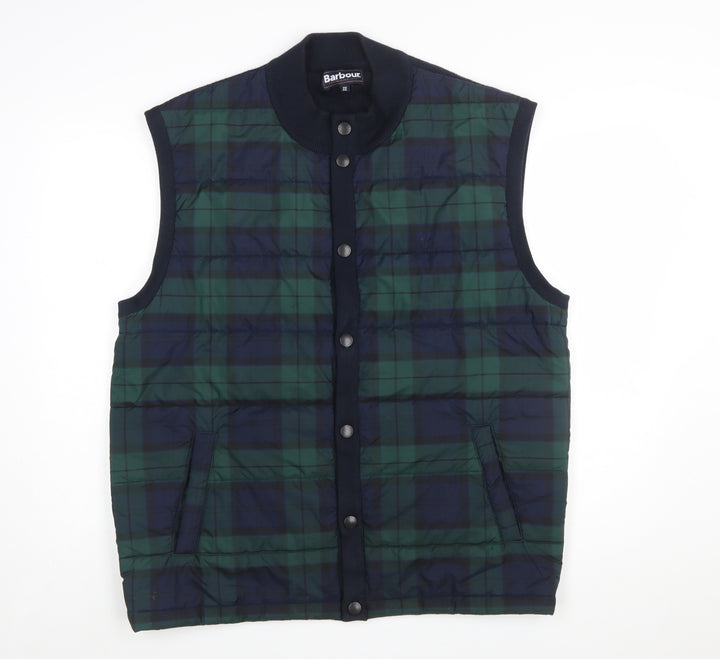 Barbour Men's Green Check Padded Waistcoat 2XL Bodywarmer Outdoor
