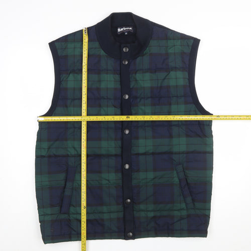 Barbour Men's Green Check Padded Waistcoat 2XL Bodywarmer Outdoor