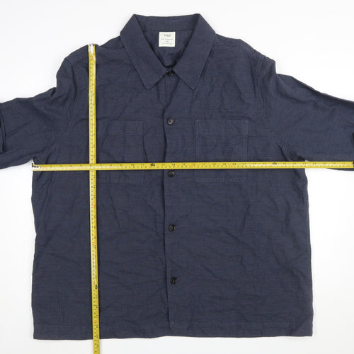 Marks and Spencer Men's Blue 3XL Linen Cotton Long Sleeve Overshirt