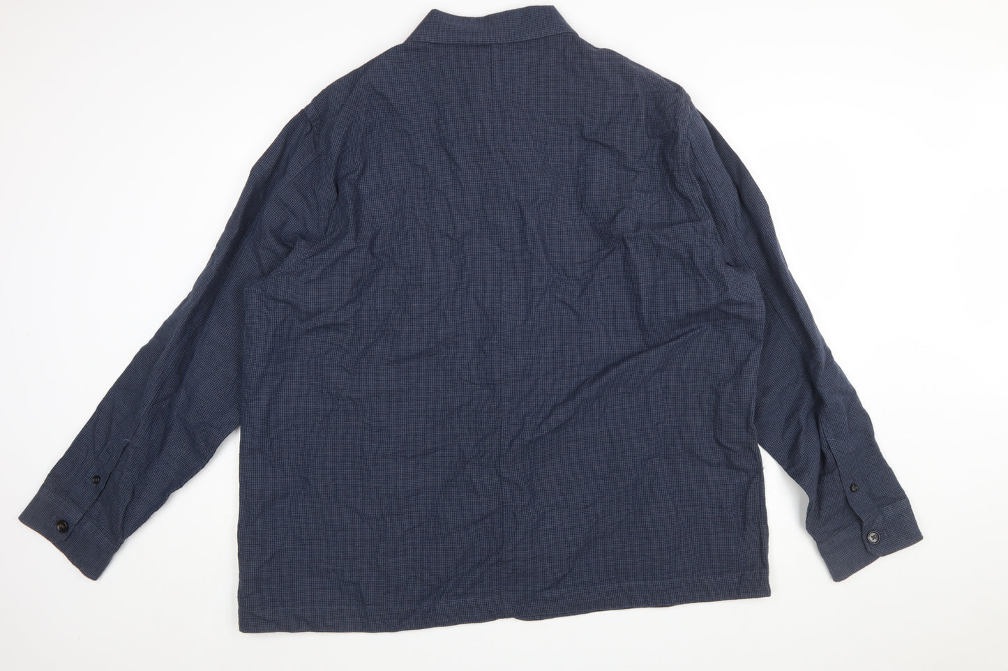 Marks and Spencer Men's Blue 3XL Linen Cotton Long Sleeve Overshirt