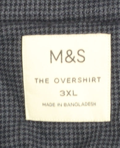 Marks and Spencer Men's Blue 3XL Linen Cotton Long Sleeve Overshirt