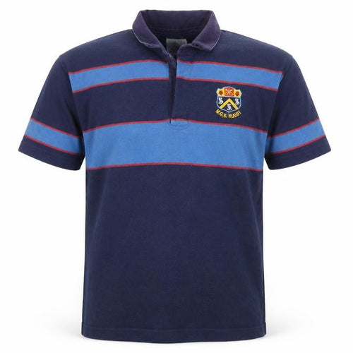 Titan Mens 46 Blue Striped Rugby Polo Shirt M.G.S. Embroidered Sports Top