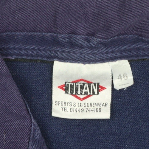 Titan Mens 46 Blue Striped Rugby Polo Shirt M.G.S. Embroidered Sports Top