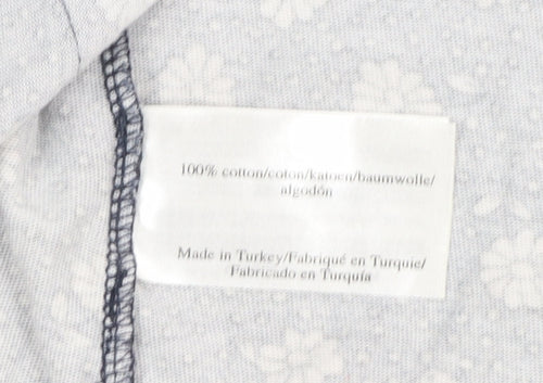 Laura Ashley Women Blue Floral Cotton Short Sleeve Shift Dress Size 10