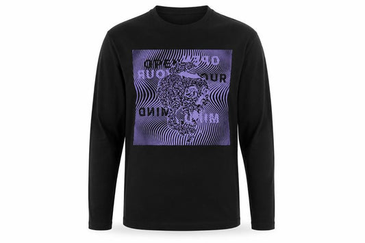 Front view of Only & Sons Men’s Black Skull Graphic Long Sleeve T-Shirt M