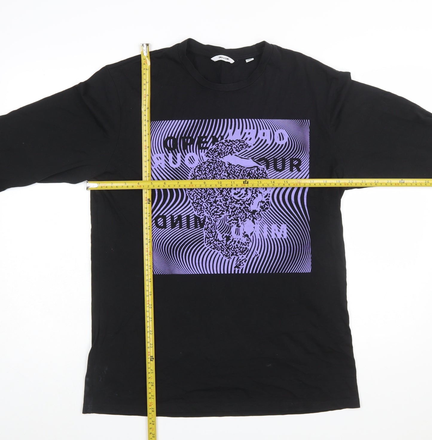 ONLY & SONS Men’s Black Skull Graphic Long Sleeve T-Shirt M