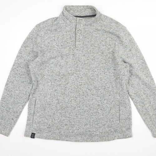 DNM Dissident Men's Grey Button Henley Fleece Sweatshirt XL