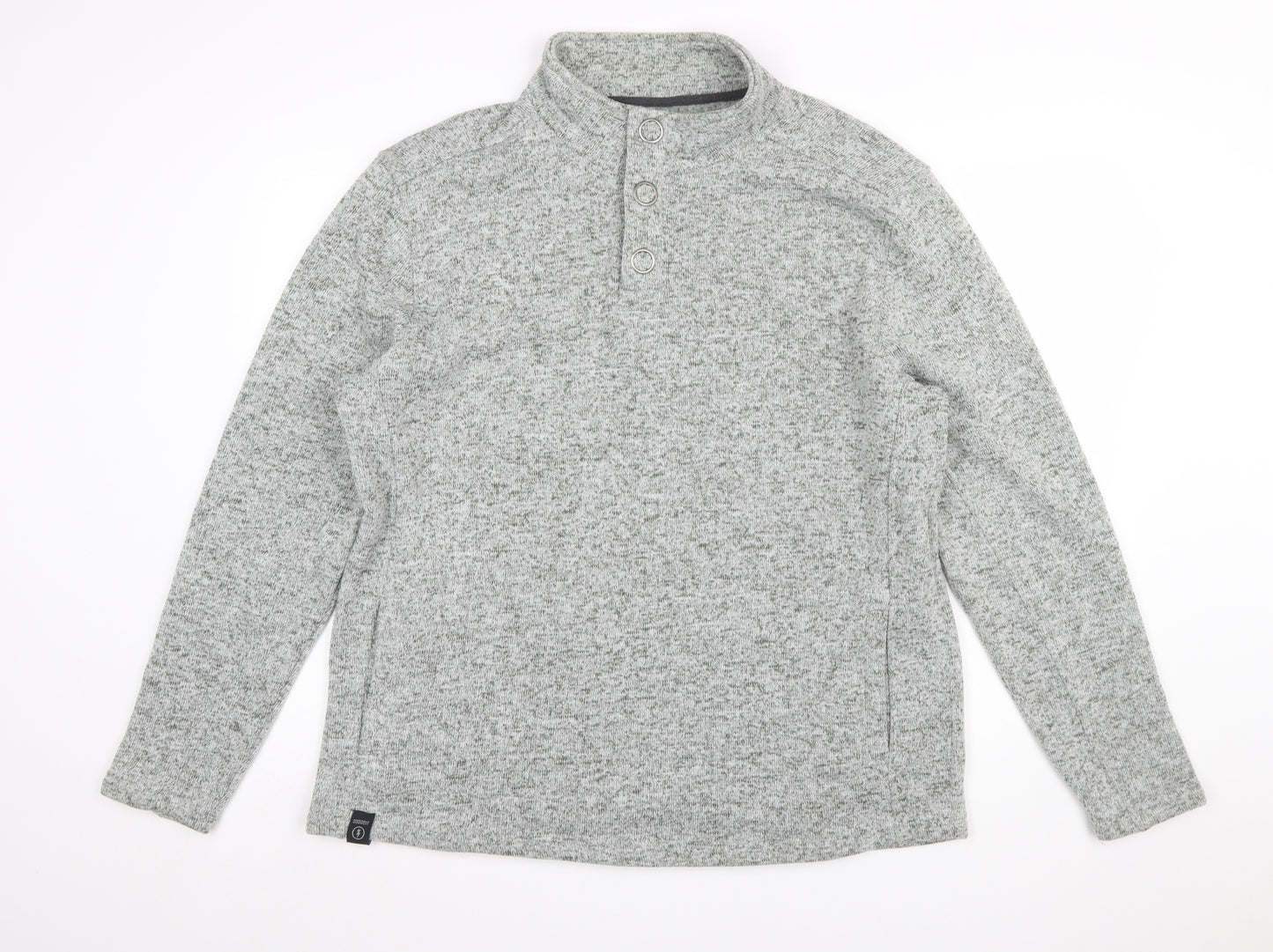 DNM Dissident Men's Grey Button Henley Fleece Sweatshirt XL
