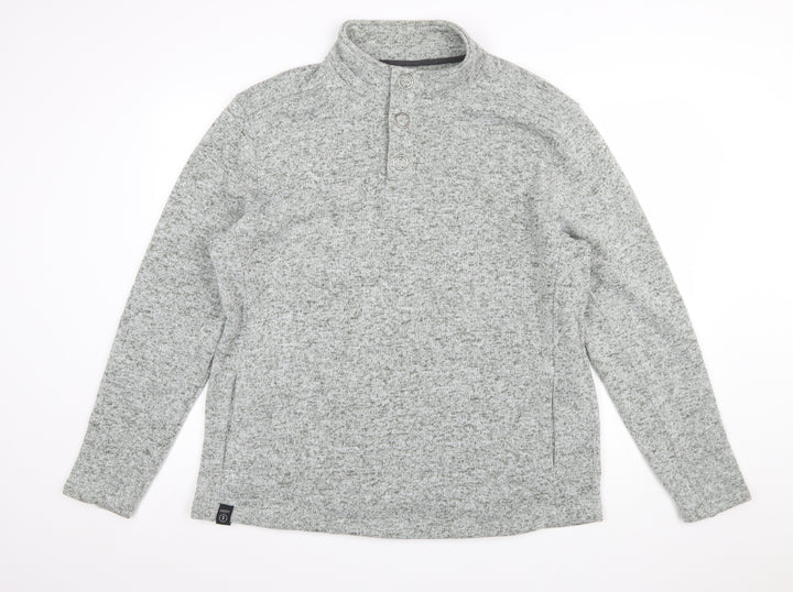 DNM Dissident Men's Grey Button Henley Fleece Sweatshirt XL