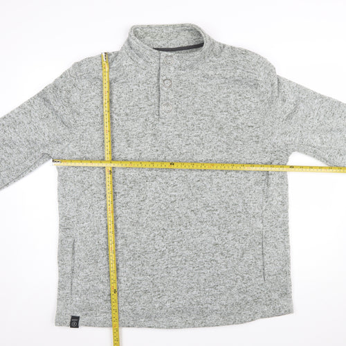 DNM Dissident Men's Grey Button Henley Fleece Sweatshirt XL