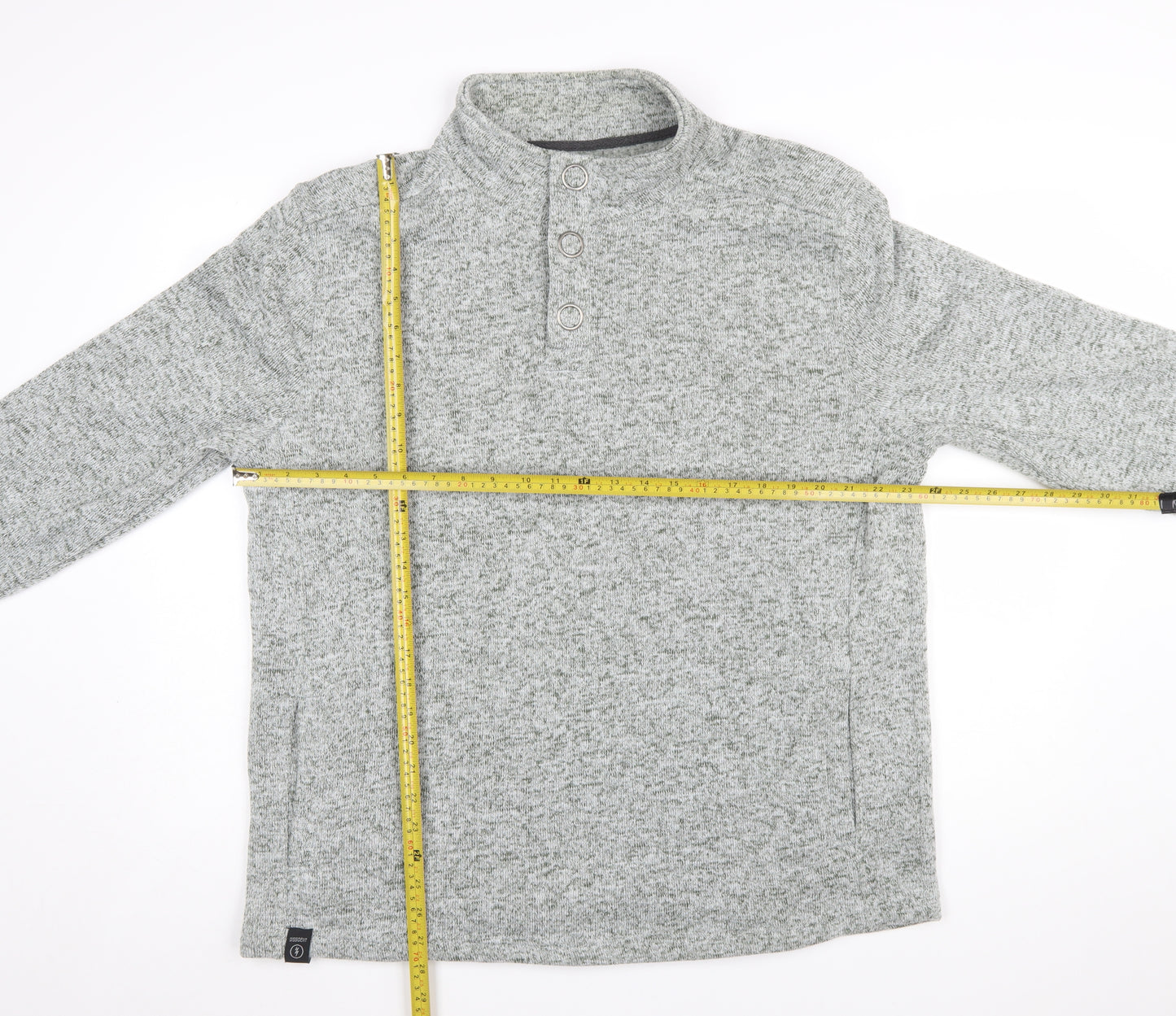 DNM Dissident Men's Grey Button Henley Fleece Sweatshirt XL
