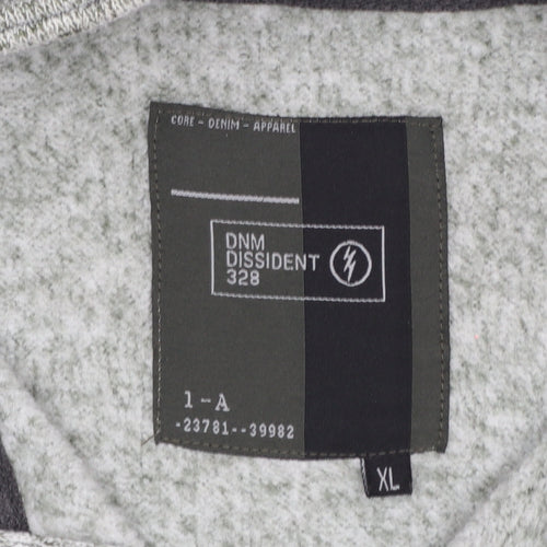 DNM Dissident Men's Grey Button Henley Fleece Sweatshirt XL