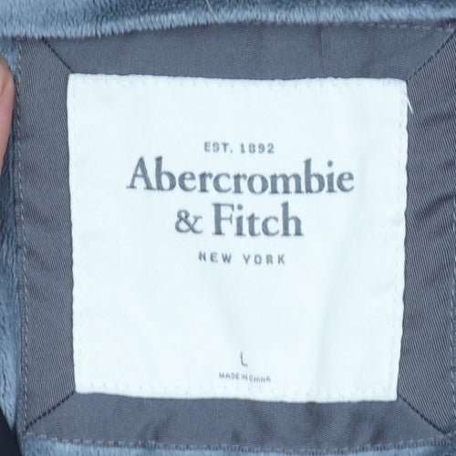 Abercrombie & Fitch Women’s Black Long Puffer Coat L Hooded Fur Trim