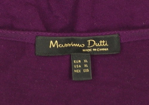 Massimo Dutti Womens Purple V-Neck Pleated Cuff Tunic Blouse XL