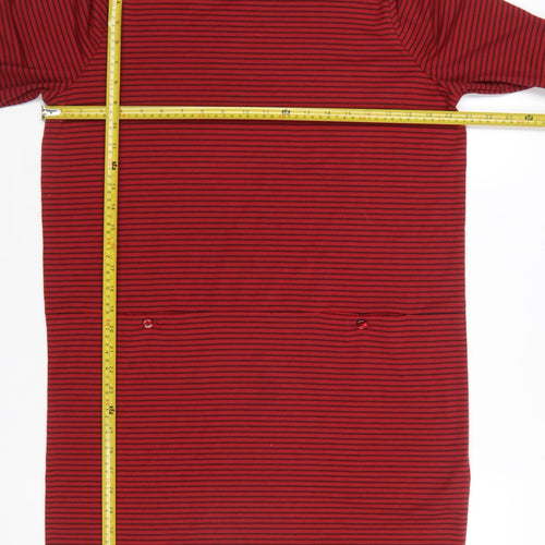 Rohan Women Red Striped Cotton Shift Dress Size 14 Long Sleeve