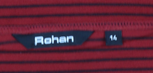 Rohan Women Red Striped Cotton Shift Dress Size 14 Long Sleeve