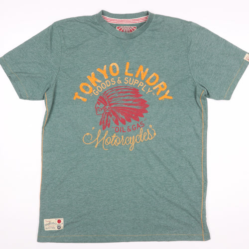 Tokyo Laundry Men's Green Graphic Motorcycle T-Shirt Size M