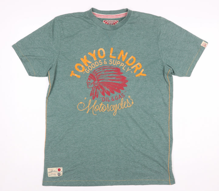 Tokyo Laundry Men's Green Graphic Motorcycle T-Shirt Size M