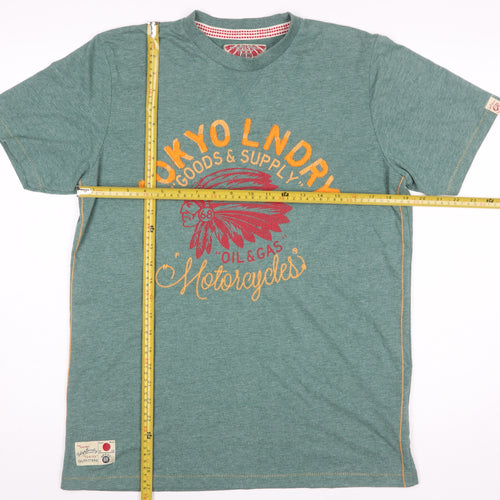 Tokyo Laundry Men's Green Graphic Motorcycle T-Shirt Size M