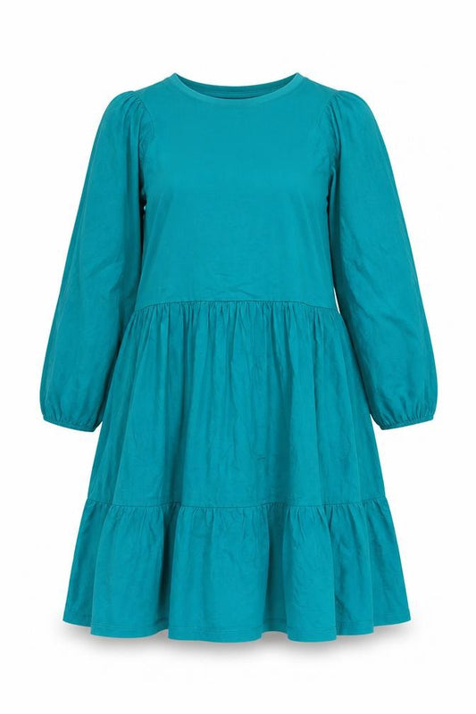 Front view of Silvian Heach Women Green Cotton Skater Dress, size 14