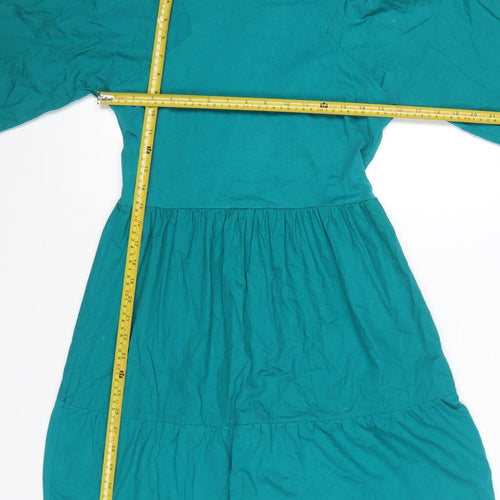 Silvian Heach Women Green Cotton Skater Dress Size 14