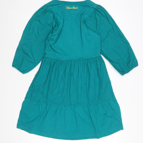 Silvian Heach Women Green Cotton Skater Dress Size 14