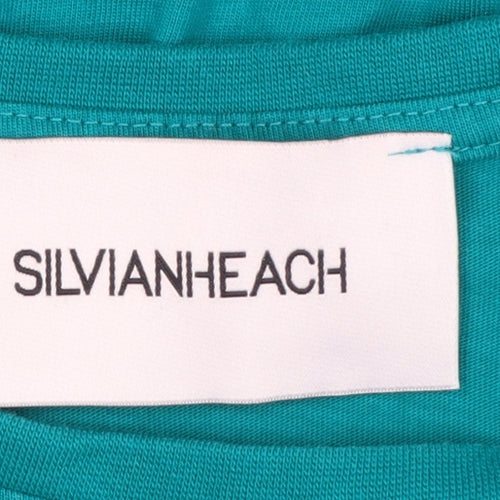 Silvian Heach Women Green Cotton Skater Dress Size 14