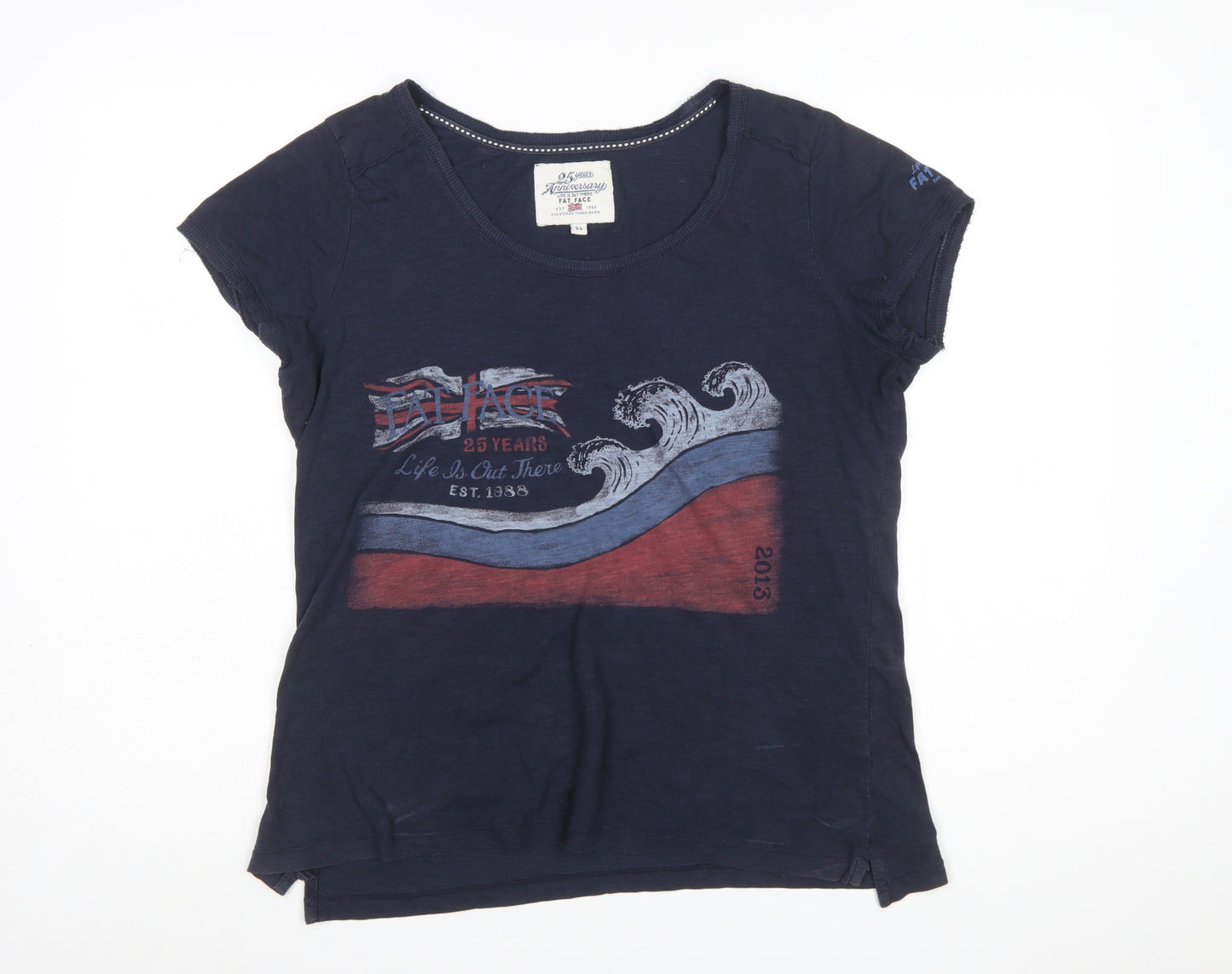 Fat Face Women's Blue Cotton Graphic T-Shirt Size 14