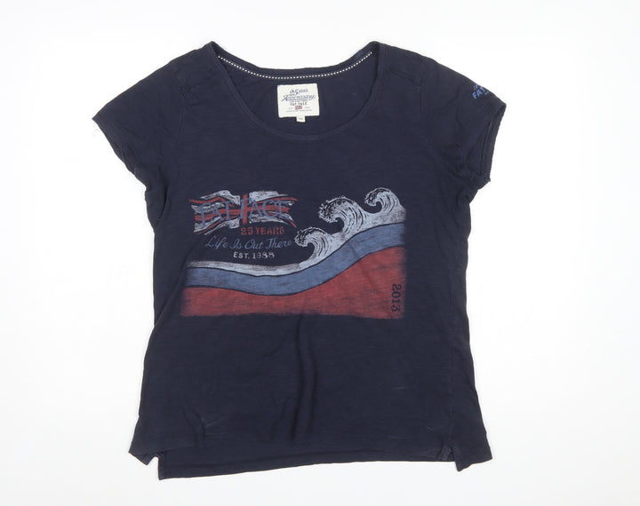 Fat Face Women's Blue Cotton Graphic T-Shirt Size 14