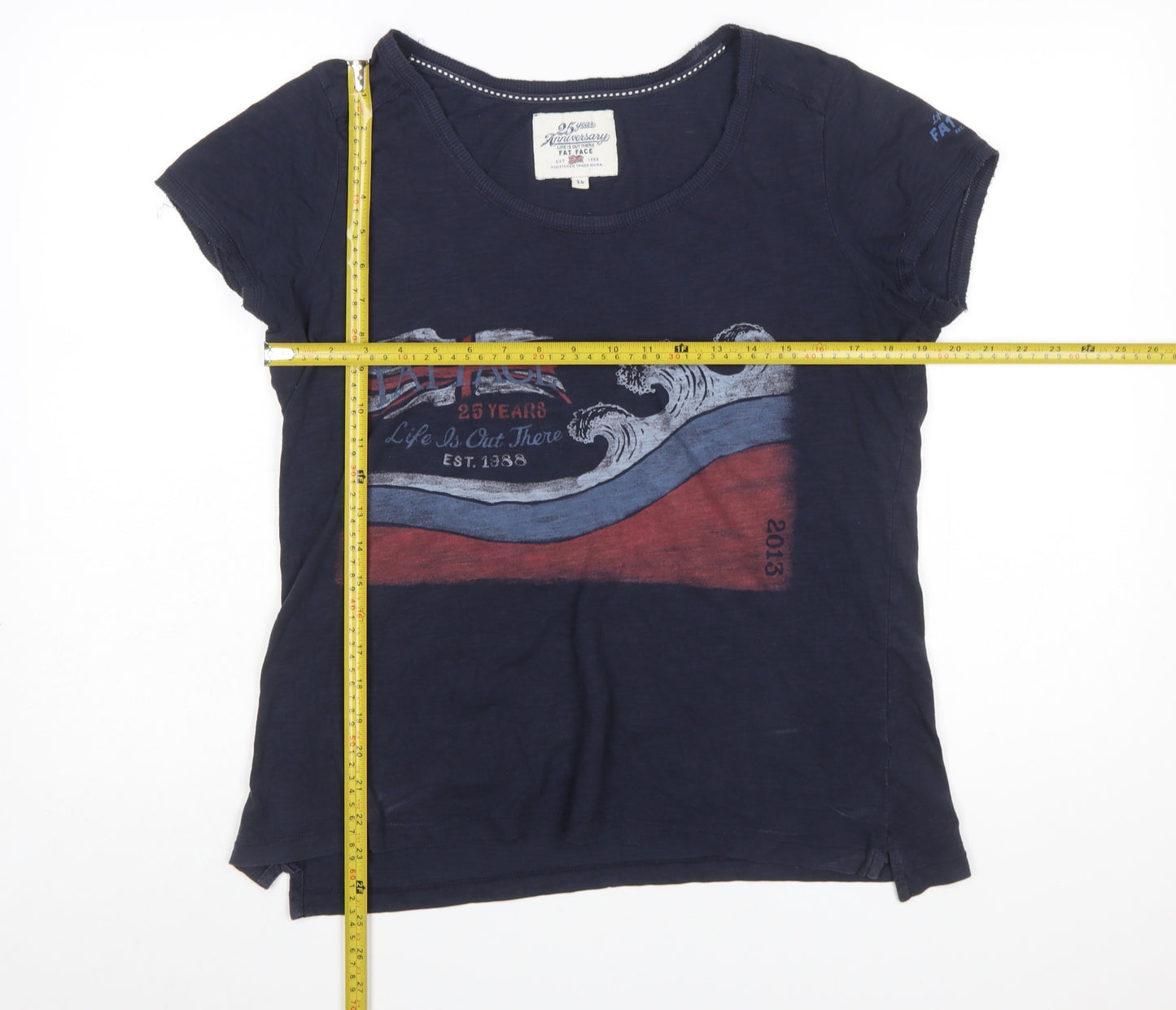 Fat Face Women's Blue Cotton Graphic T-Shirt Size 14