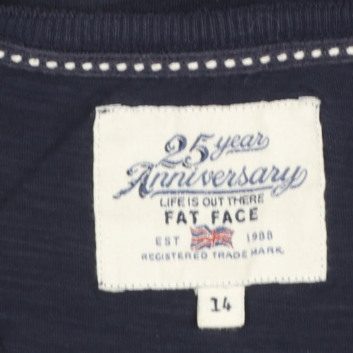 Fat Face Women's Blue Cotton Graphic T-Shirt Size 14