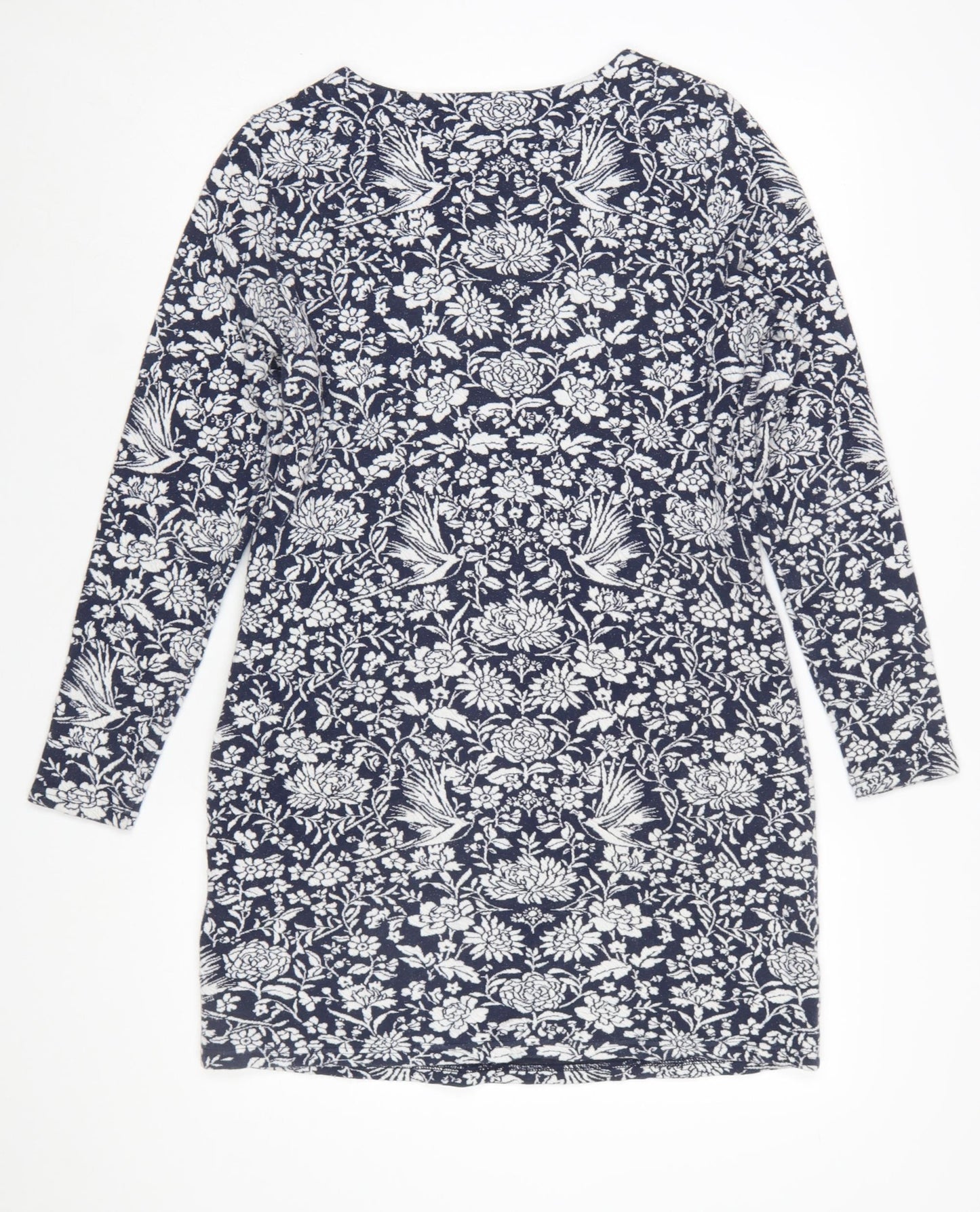 Joules Women's Blue Floral Shift Dress UK 10 Long Sleeve Jersey