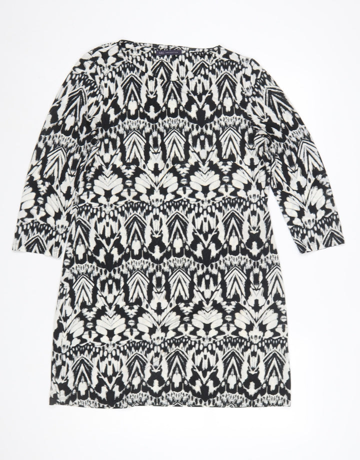 Marks and Spencer Womens Black Geometric Shift Dress Size 12