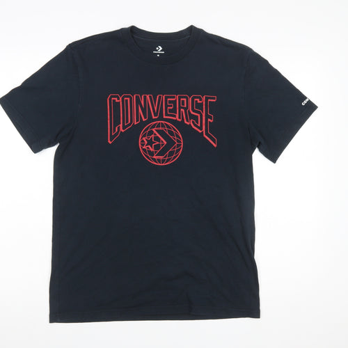 Converse Men's Black Graphic Logo Short Sleeve Cotton T-Shirt Size S
