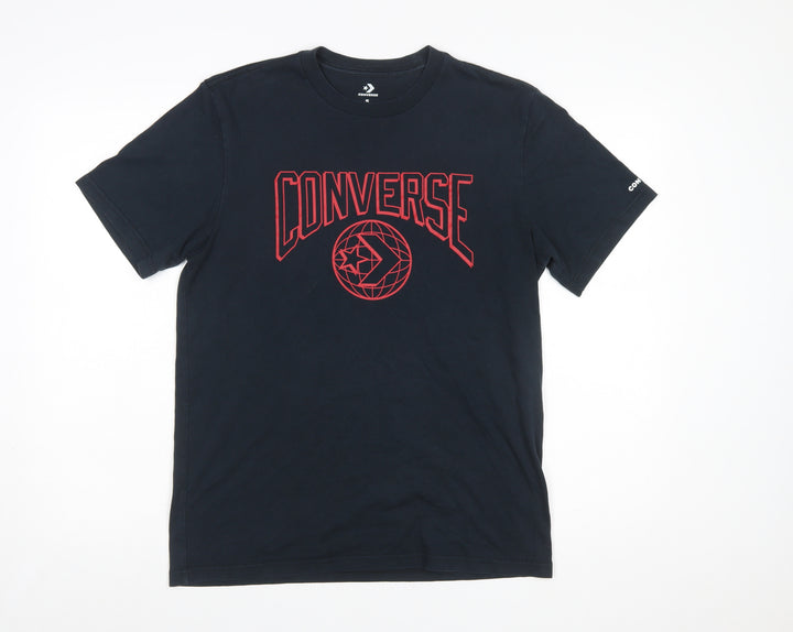 Converse Men's Black Graphic Logo Short Sleeve Cotton T-Shirt Size S