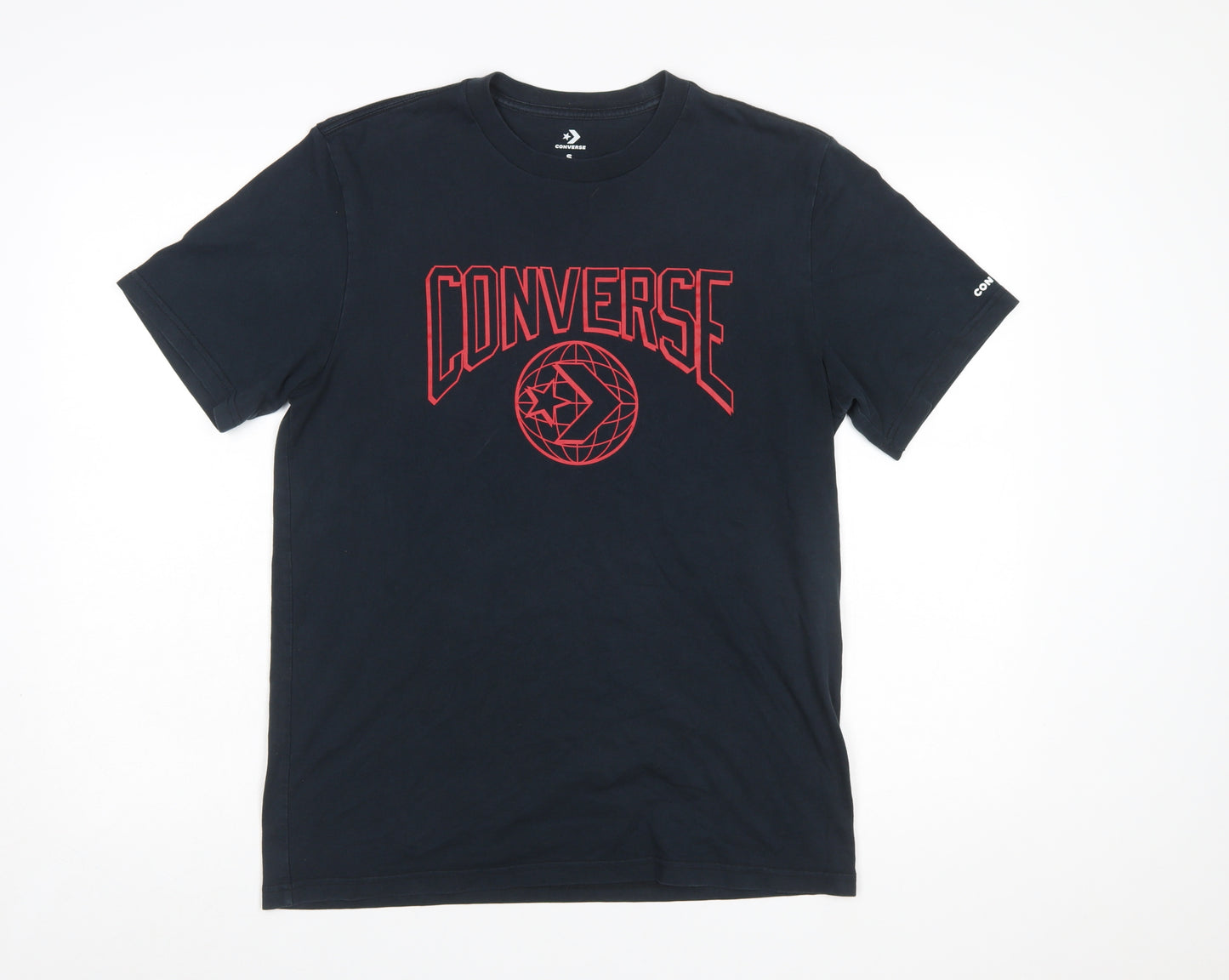 Converse Men's Black Graphic Logo Short Sleeve Cotton T-Shirt Size S