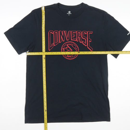 Converse Men's Black Graphic Logo Short Sleeve Cotton T-Shirt Size S