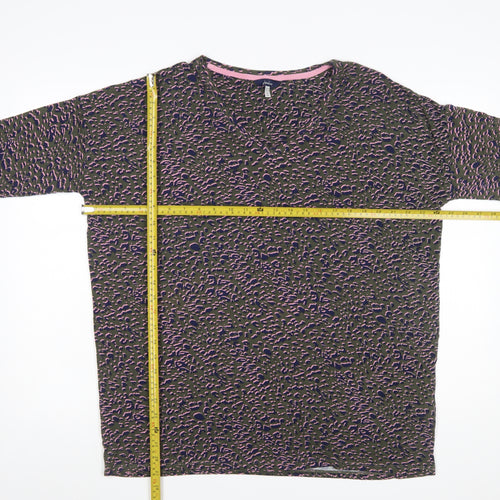 Joules Women's Multicoloured Animal Print Cotton V-Neck Top UK 14