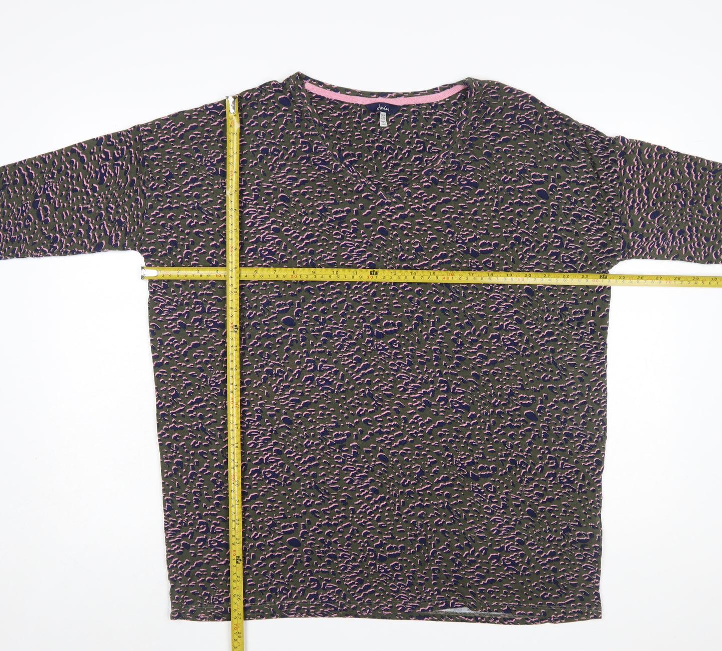 Joules Women's Multicoloured Animal Print Cotton V-Neck Top UK 14