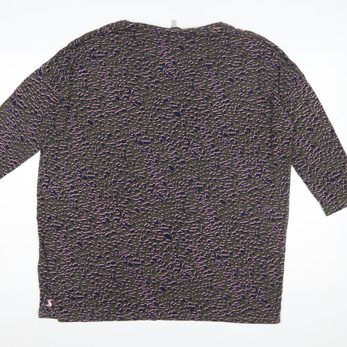 Joules Women's Multicoloured Animal Print Cotton V-Neck Top UK 14