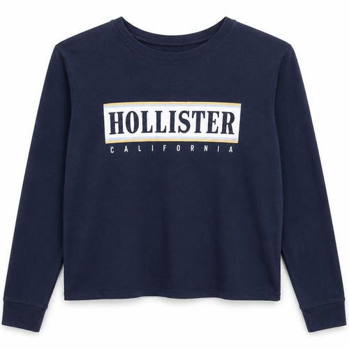 Hollister Womens Navy Blue Long Sleeve Pullover Sweatshirt Medium