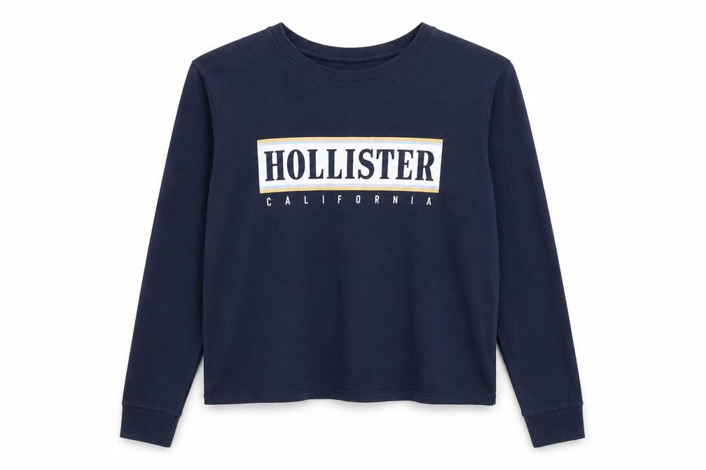 Hollister Womens Navy Blue Long Sleeve Pullover Sweatshirt Medium
