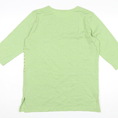 Isabelle Women's Green Striped 3/4 Sleeve Cotton Blend T-Shirt Size S