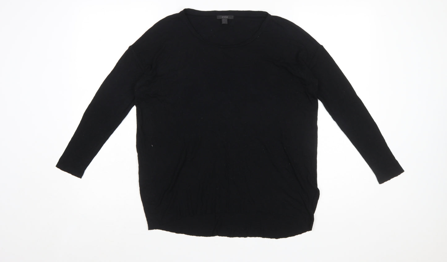 COS Women's Black Cotton Crew Neck Long Sleeve Pullover Jumper Size 8