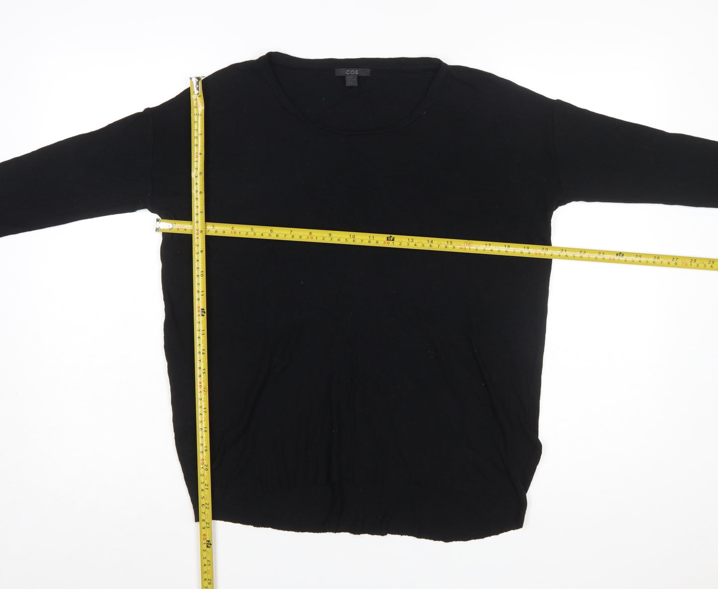 COS Women's Black Cotton Crew Neck Long Sleeve Pullover Jumper Size 8
