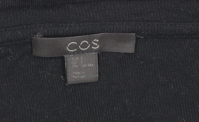 COS Women's Black Cotton Crew Neck Long Sleeve Pullover Jumper Size 8