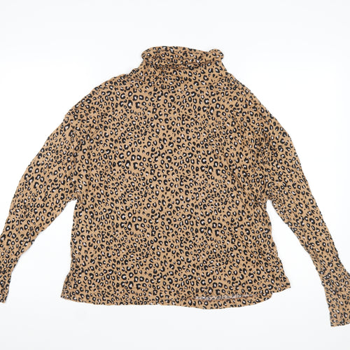Marks and Spencer Women’s Brown Leopard Print Roll Neck Blouse Size 14